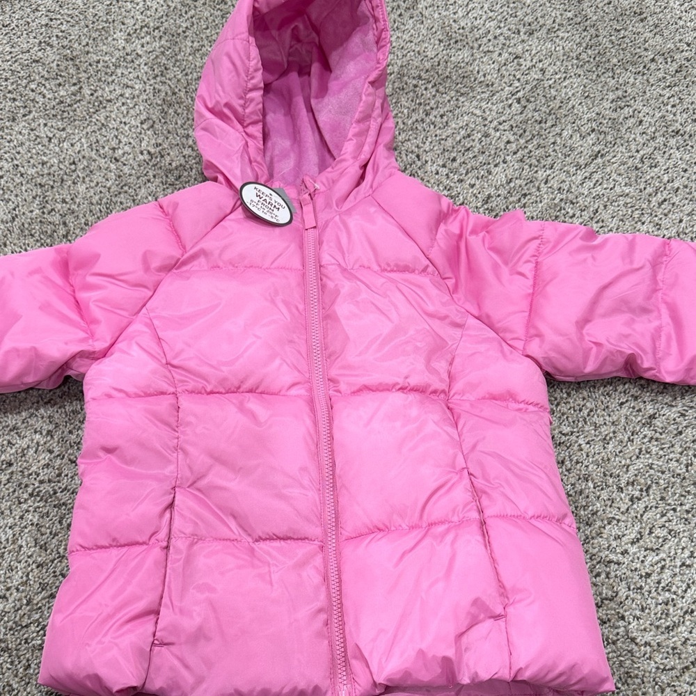 Swiss Tech Pink Puffer Hooded Kids Jacket - Picture 2 of 5